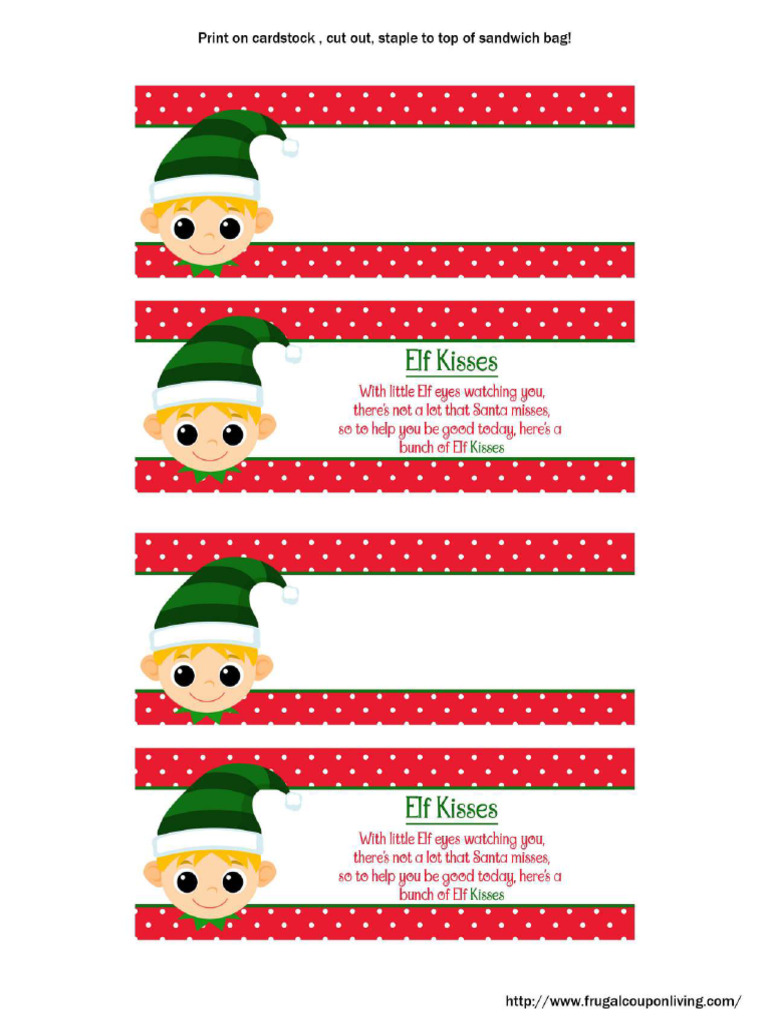 Elf Hershey Kisses Printable Frugal Coupon Living | PDF