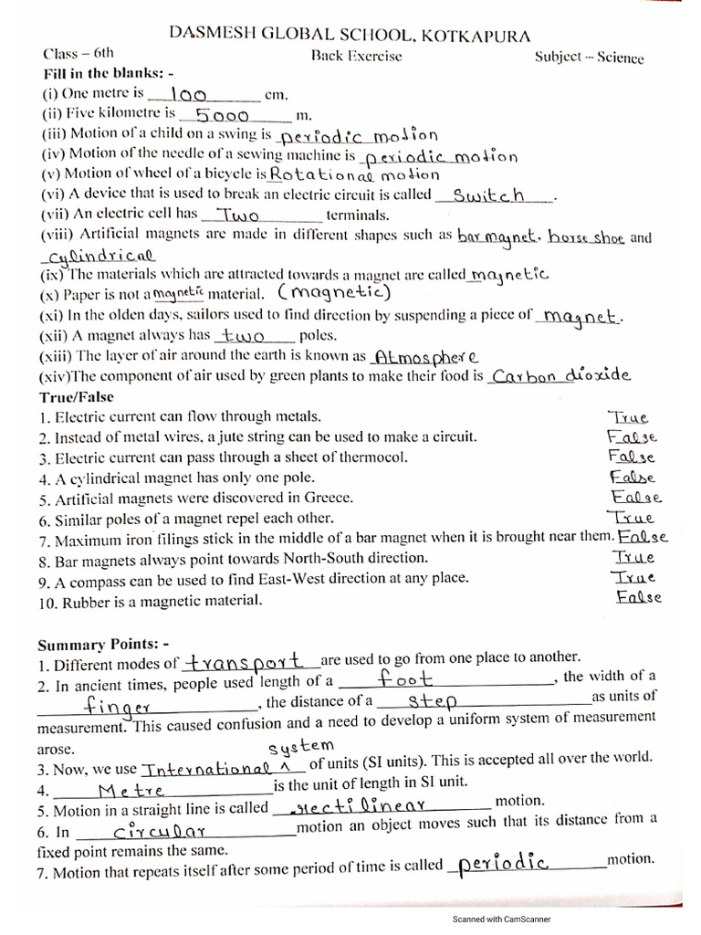 Class 6th Sci BCK Ex Term - II | PDF