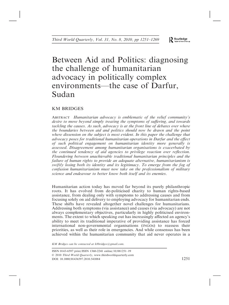 Between Aid And Politics Diagnosing The Challenge Of Humanitarian