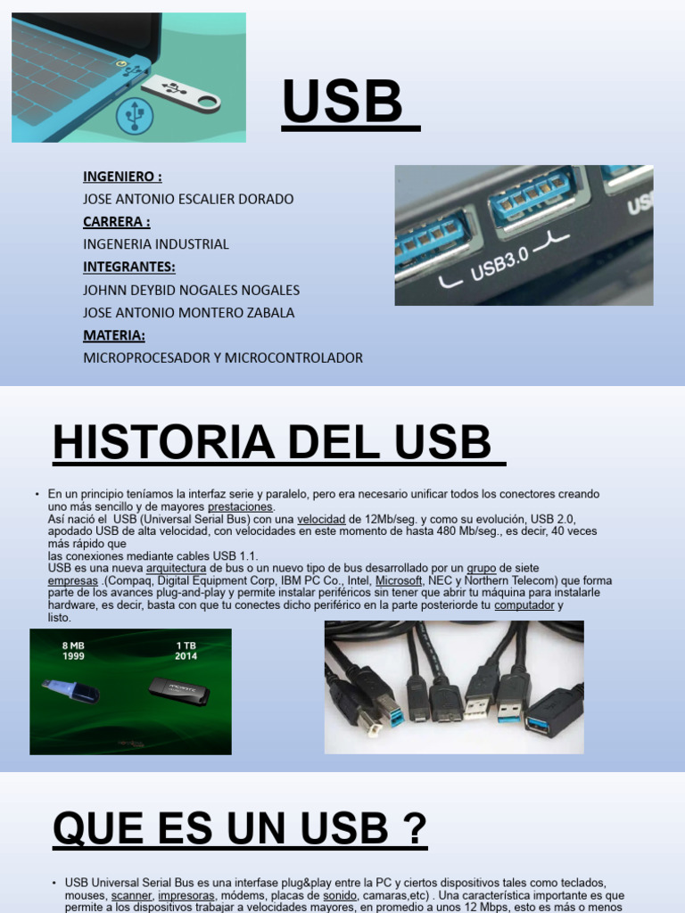 Historia y Funcionamiento del USB | PDF | USB | Periférico