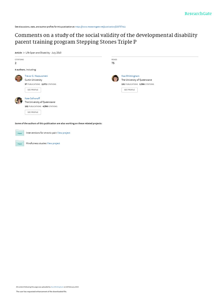Comments On A Study of The Social Validity of The