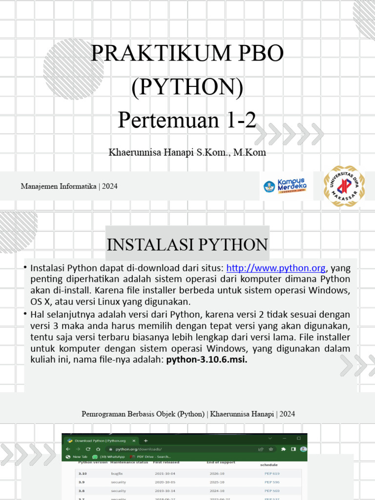 Instalasi dan Editor Python PBO | PDF