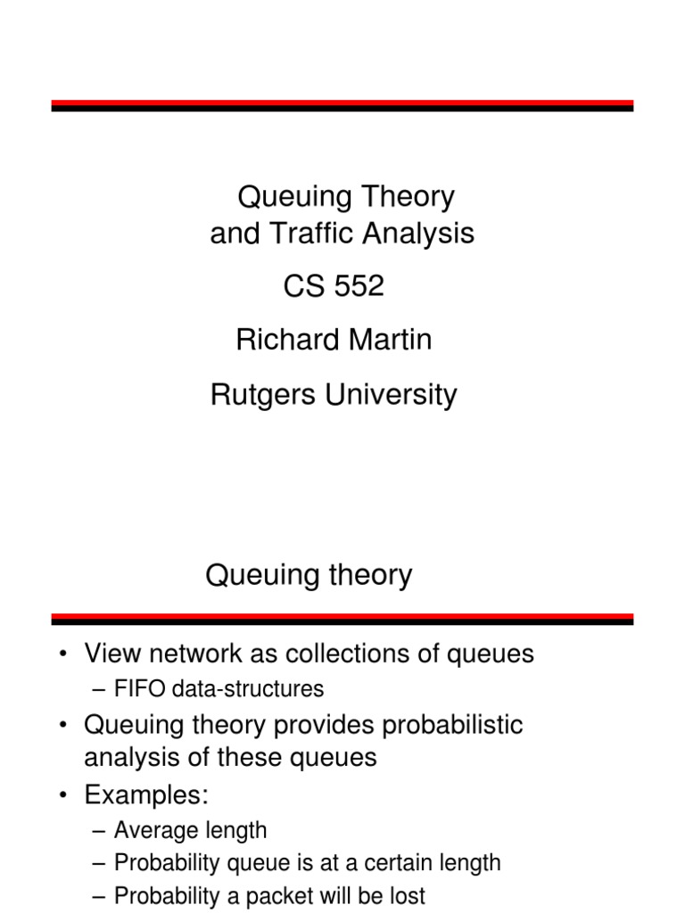 Queuing Theory and Traffic Analysis CS 552 Richard Martin Rutgers ...