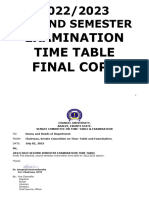 2022N2023 Second Semester Examination Time Table