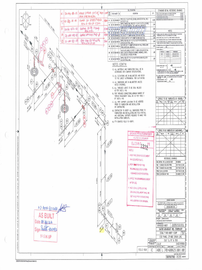 IFC Drawing For Zuluf-5 Drain Line Drg. No. RB-600625, Sht. No. 001 ...