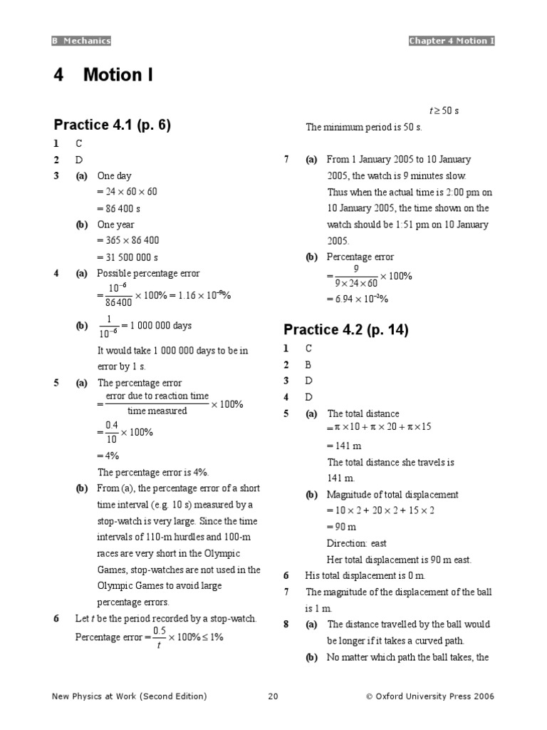 Mechanics: Chapter 4 Motion I Exercises | PDF | Teaching Methods ...