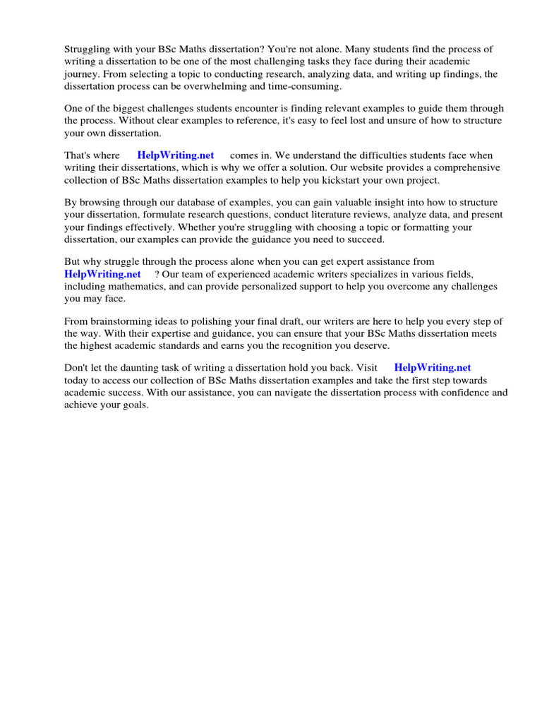 Bsc maths dissertation examples pdf thesis mathematics