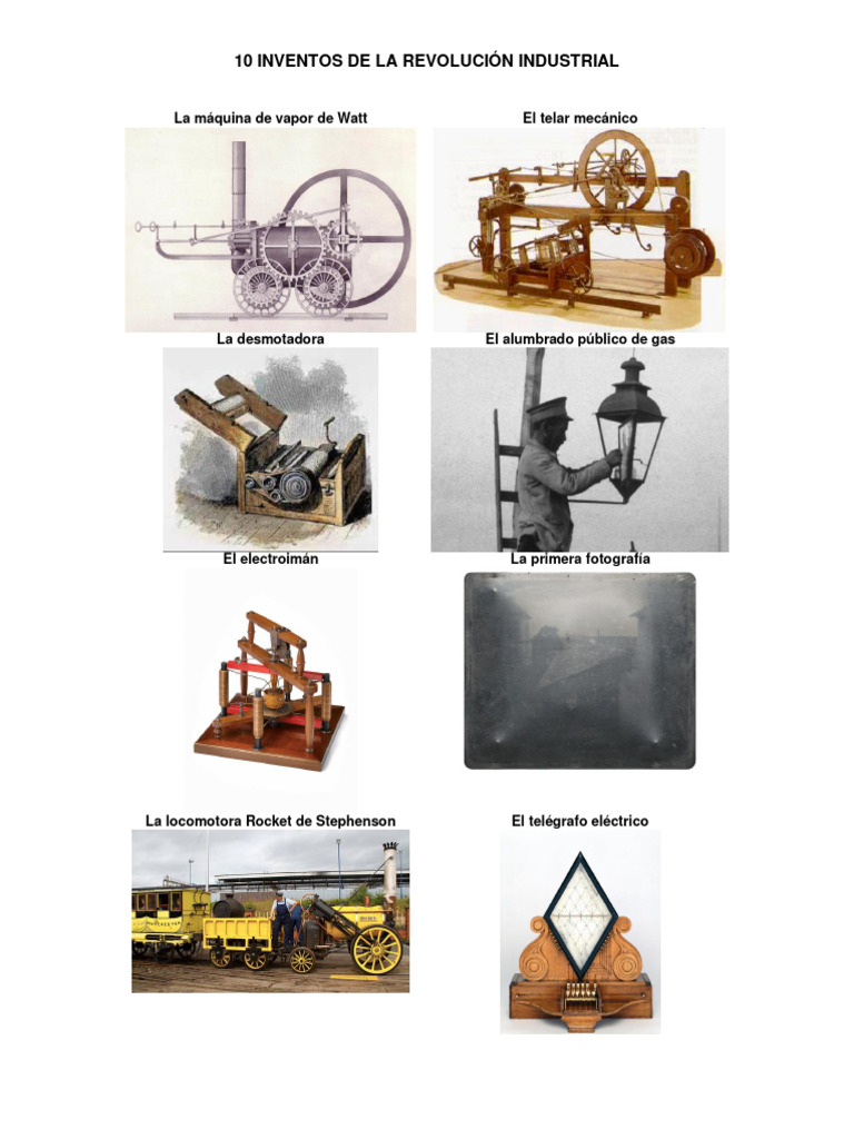 10 INVENTOS DE LA REVOLUCIÓN INDUSTRIAL - Prueba | PDF | Ciencia y ...