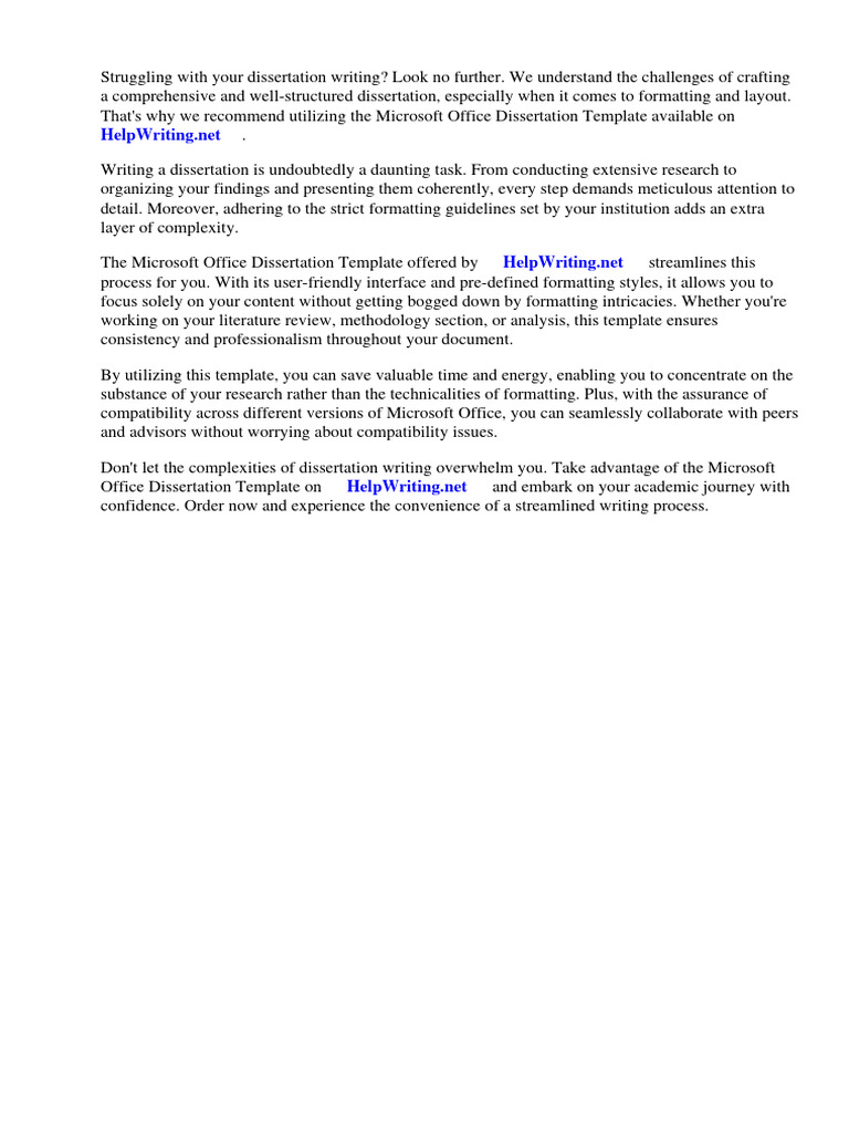 Microsoft Office Dissertation Template PDF Thesis Methodology