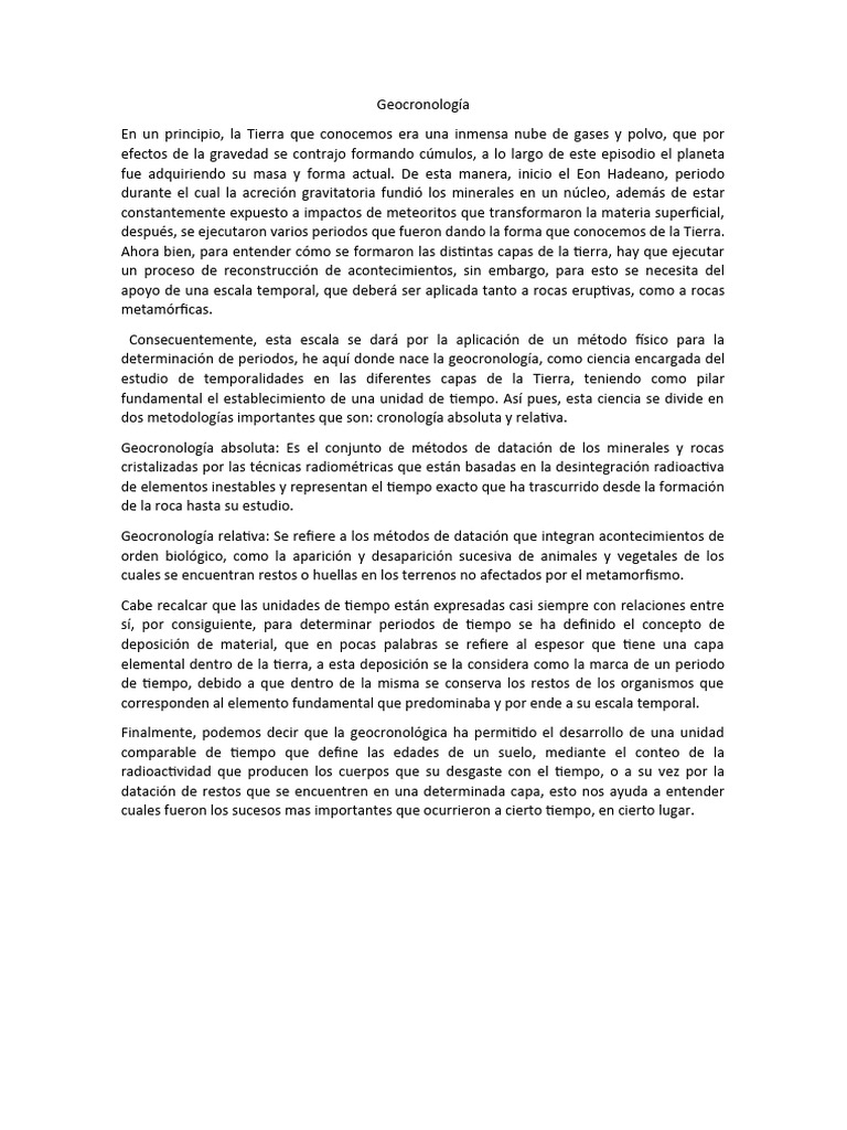 Geocronología PDF Roca (geología) Hora