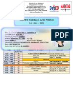 Teacher'S Individual Class Program S.Y. 2023 - 2024