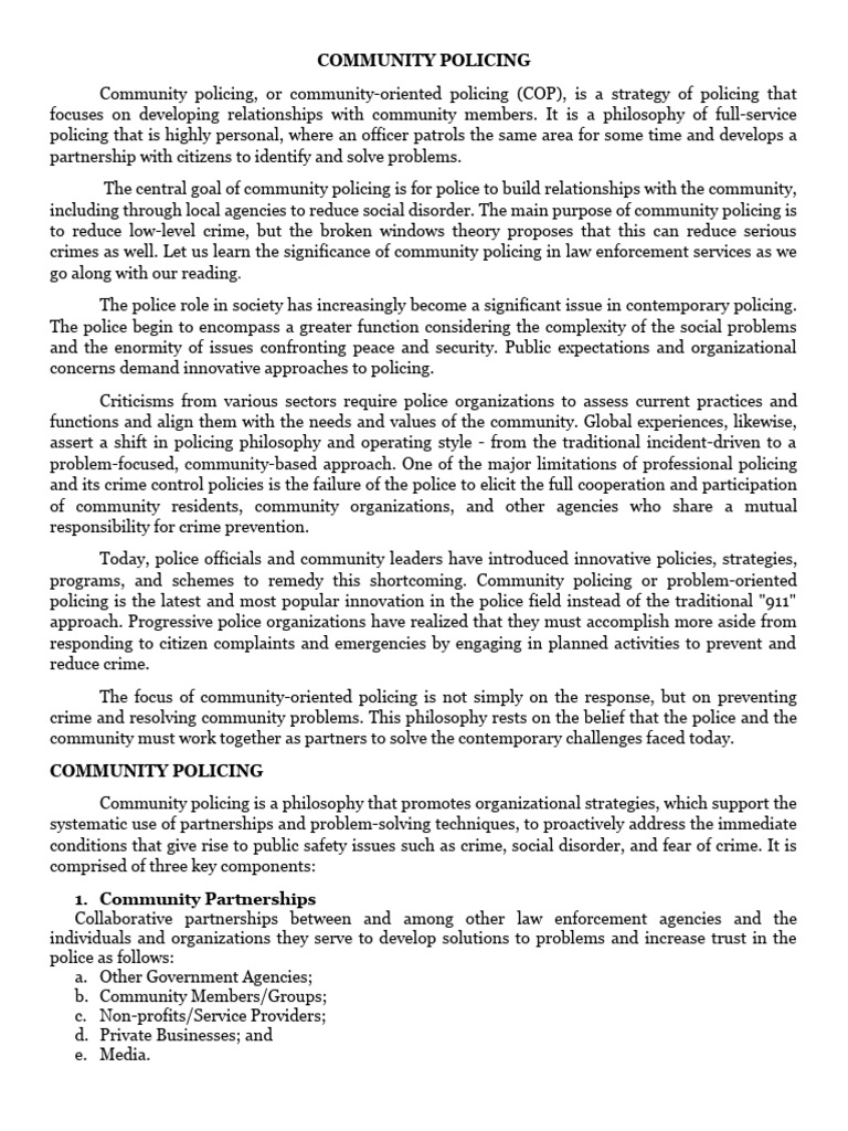 Community Policing Strategies Explained | PDF | Community Policing | Police