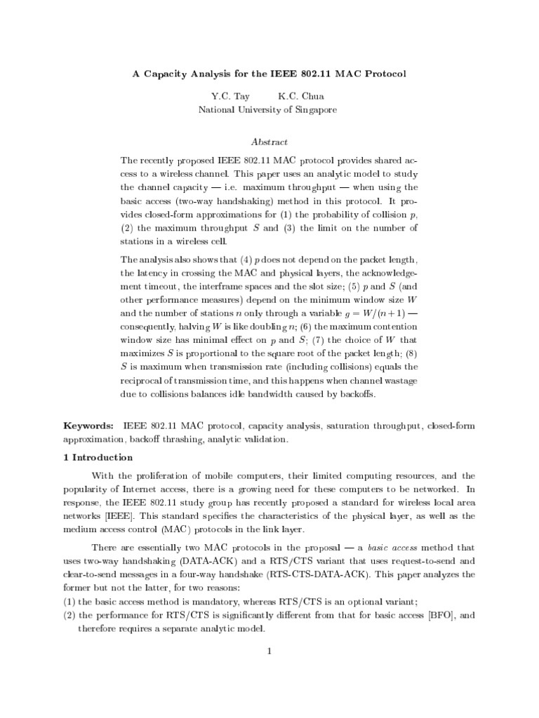 Capacity Analysis of IEEE 802.11 MAC | PDF | Transmission Control ...