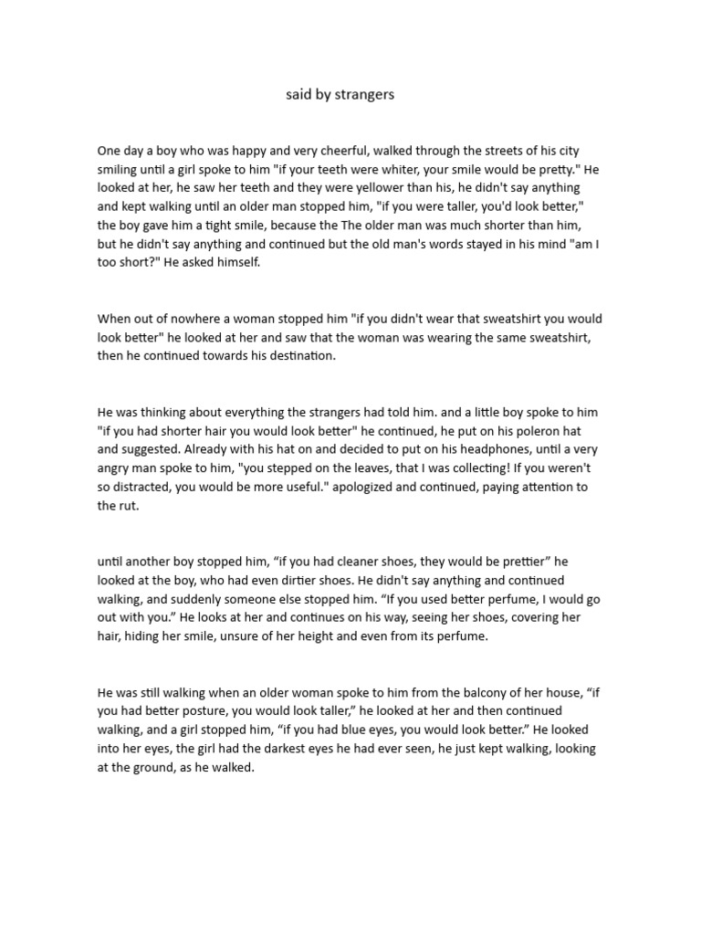 Strangers' Words and Self-Acceptance | PDF | Wellness