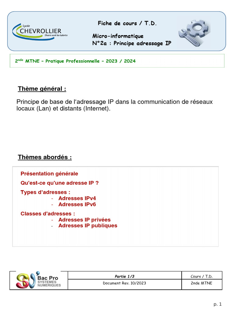 Introduction à l'adressage IP | PDF | Adresse IP | I Pv6