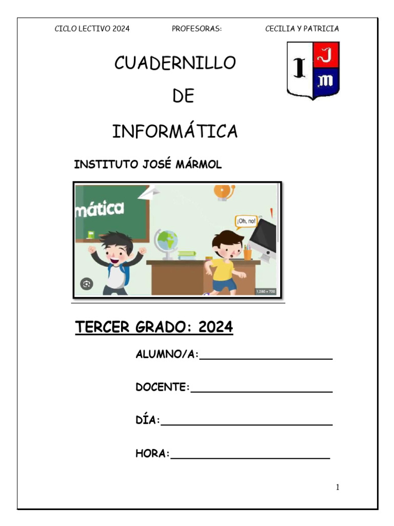Cuadernillo de Informática 3° Grado 2024 | PDF | Monitor de computadora ...