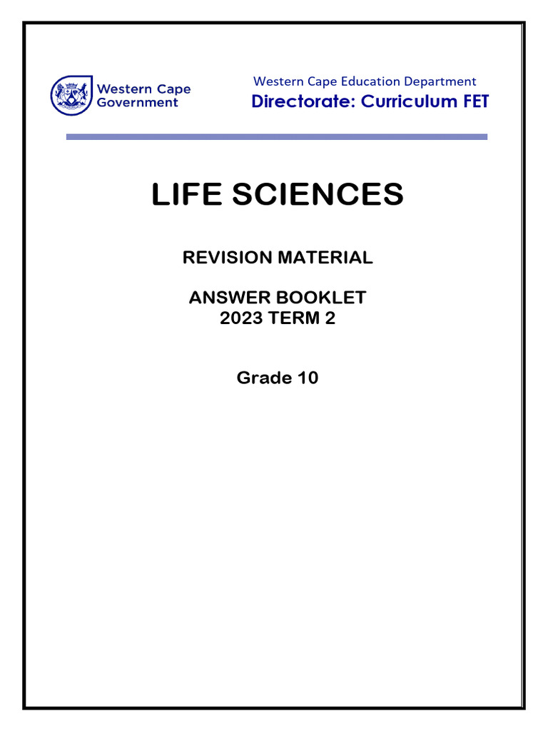Life Sciences Grade 10 Revision Answers Term 2 2023 PDF Stoma Heart