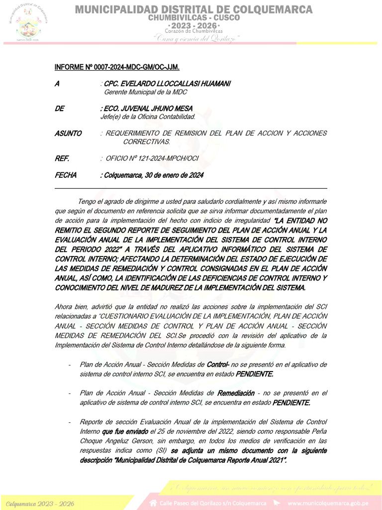 Plan de Acción Anual de Control Interno | PDF