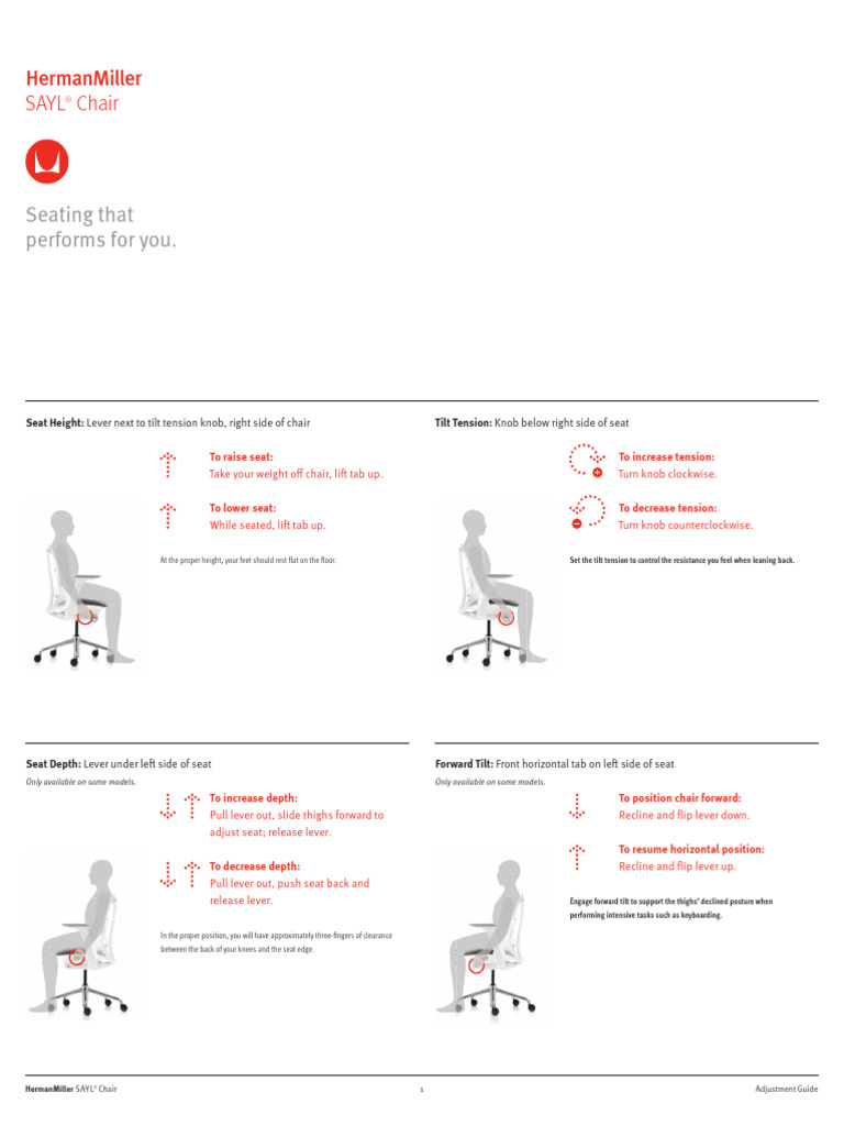 SAYL Chairs Adjustment Guide PDF Chair