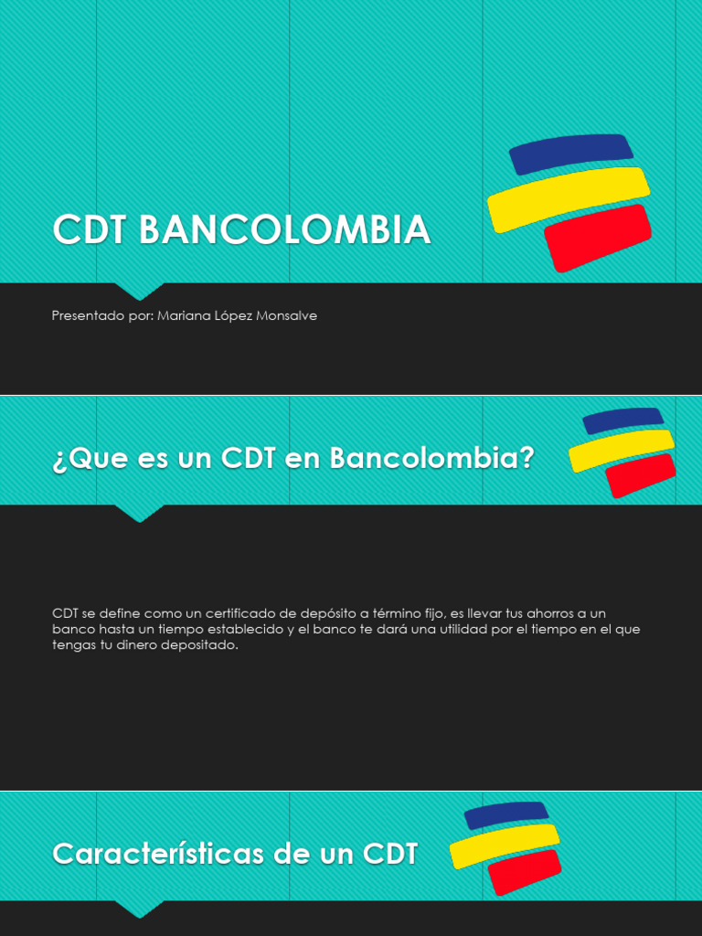 CDT Bancolombia Presentado Por Mariana López Monsalve PDF