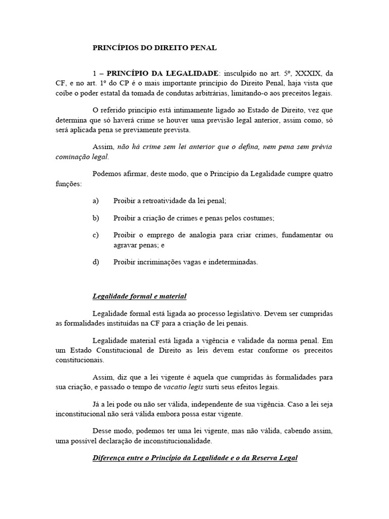 Princípios Do Direito Penal Pdf Direito Penal Crimes