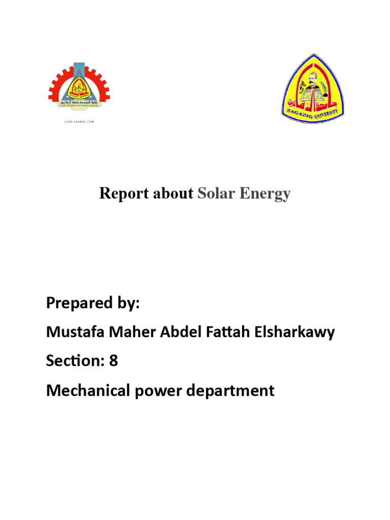 Report About Solar Energy | PDF | Solar Energy | Photovoltaics
