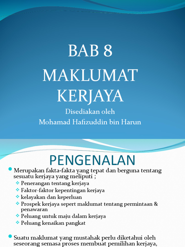 Teori Perkembangan Kerjaya Topik 8 Maklumat Kerjaya Pdf