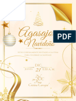 Invitación Posada Navideña Del Trabajo Elegante Blanco y Dorado-1