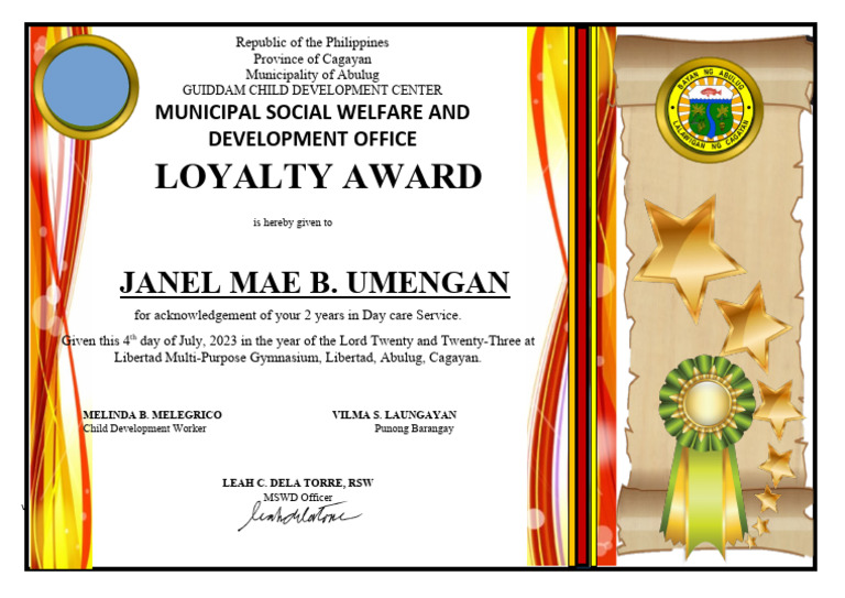 Loyalty Award Meaning In School