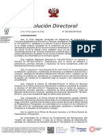 Resolución Directoral: Lima, 09 de Agosto de 2022