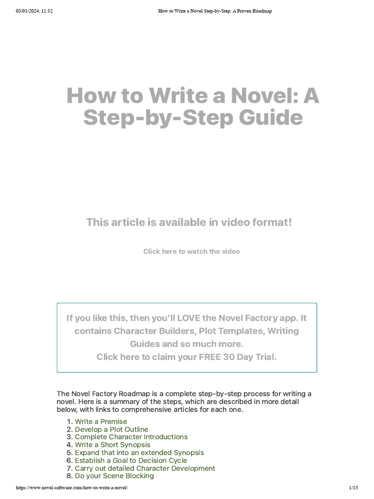 How to write a novel step by step a proven roadmap pdf plot