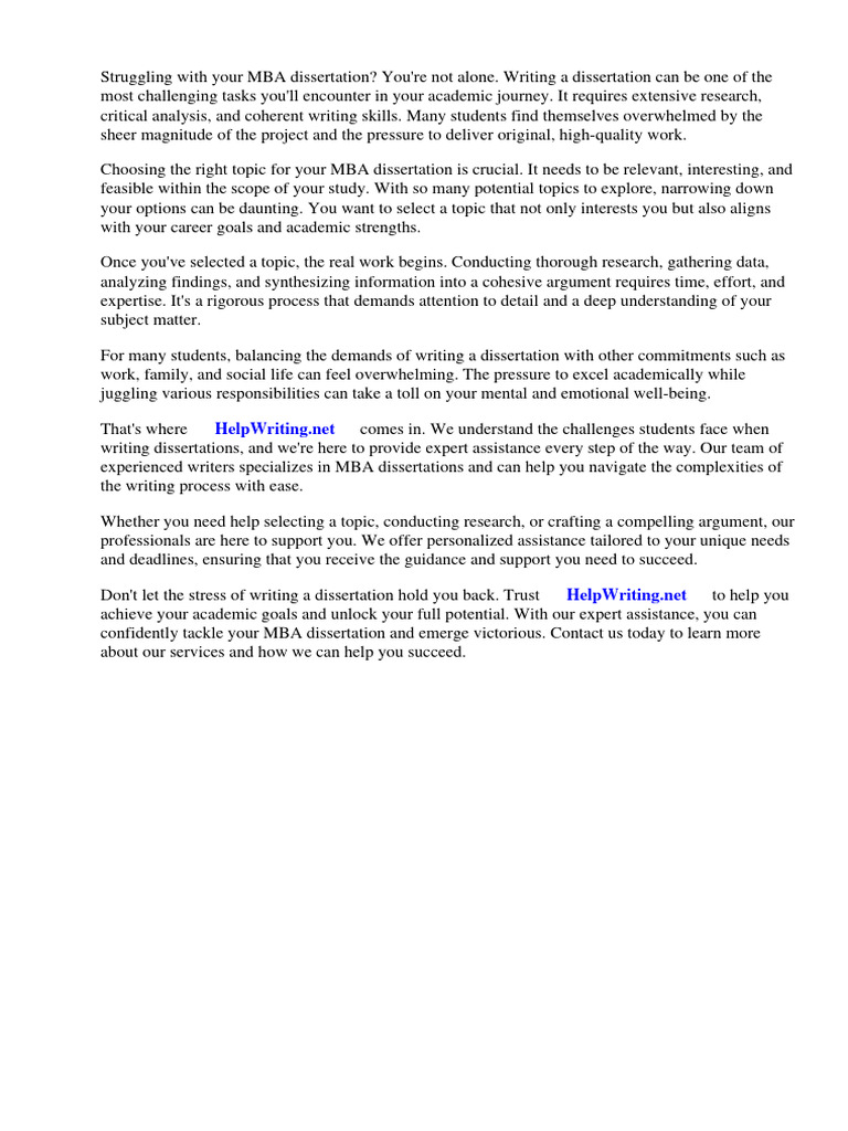 Best Mba Dissertation Topics | PDF | Thesis | Master Of Business ...