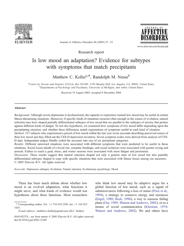 is-low-mood-an-adaptation-evidence-for-subtypes-with-symptoms-that