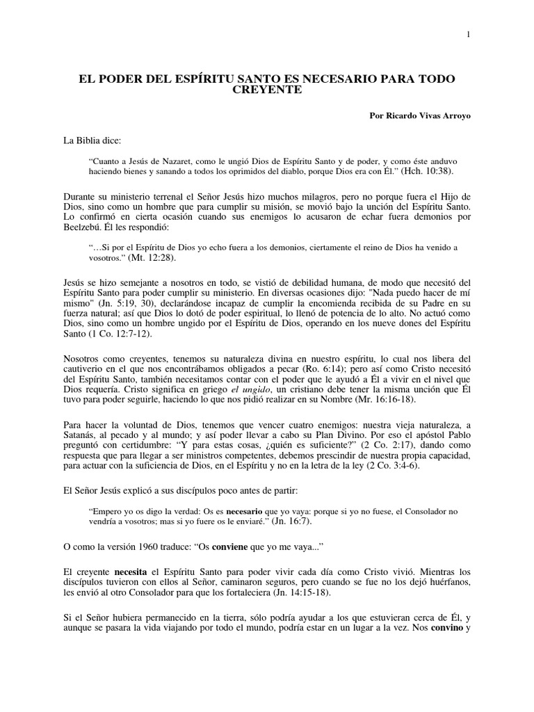 El Poder Del Espíritu Santo Es Necesario para Todo Creyente | PDF ...