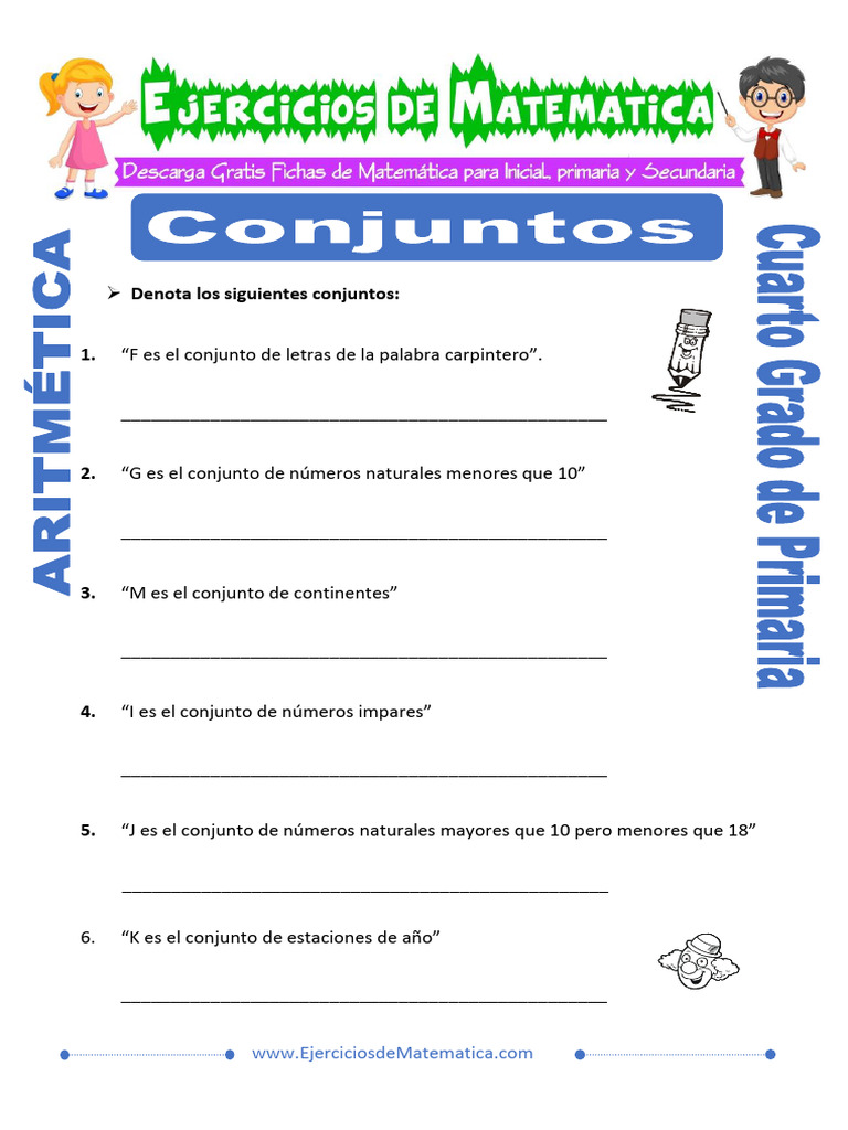 Ejercicios de Conjuntos para 4to Grado | PDF