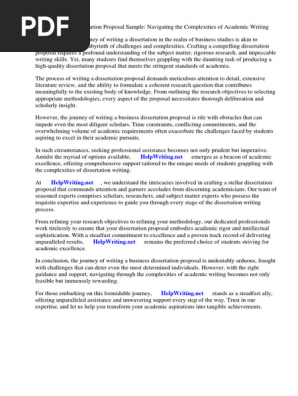 Business Dissertation Proposal Sample