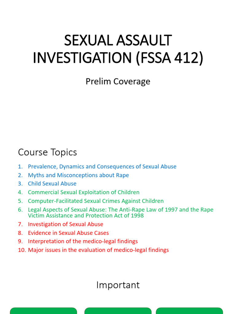 FSSA Sexual Assault Investigation Overview | PDF | Rape | Sexual Abuse