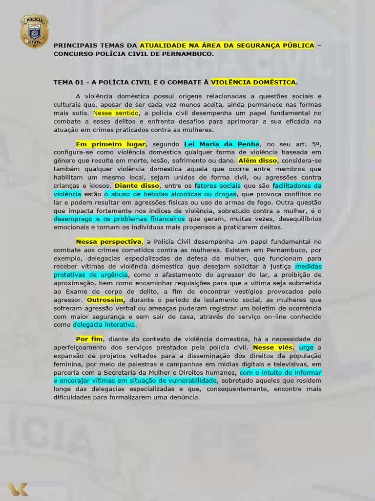 Temas de Redação em Segurança Pública | PDF | Violência doméstica ...