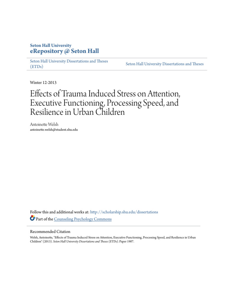 Effects of Trauma Induced Stress On Attention Executive Function | PDF ...