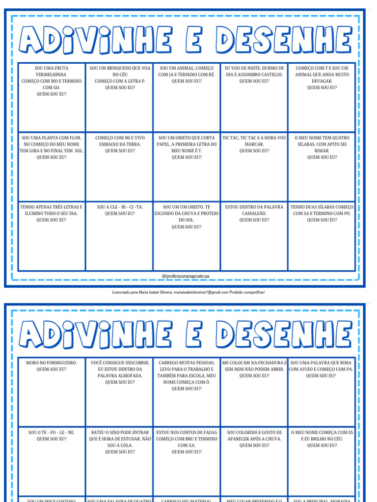 Adivinhe e Desenhe: Jogo Educativo | PDF | Linguística | Idiomas