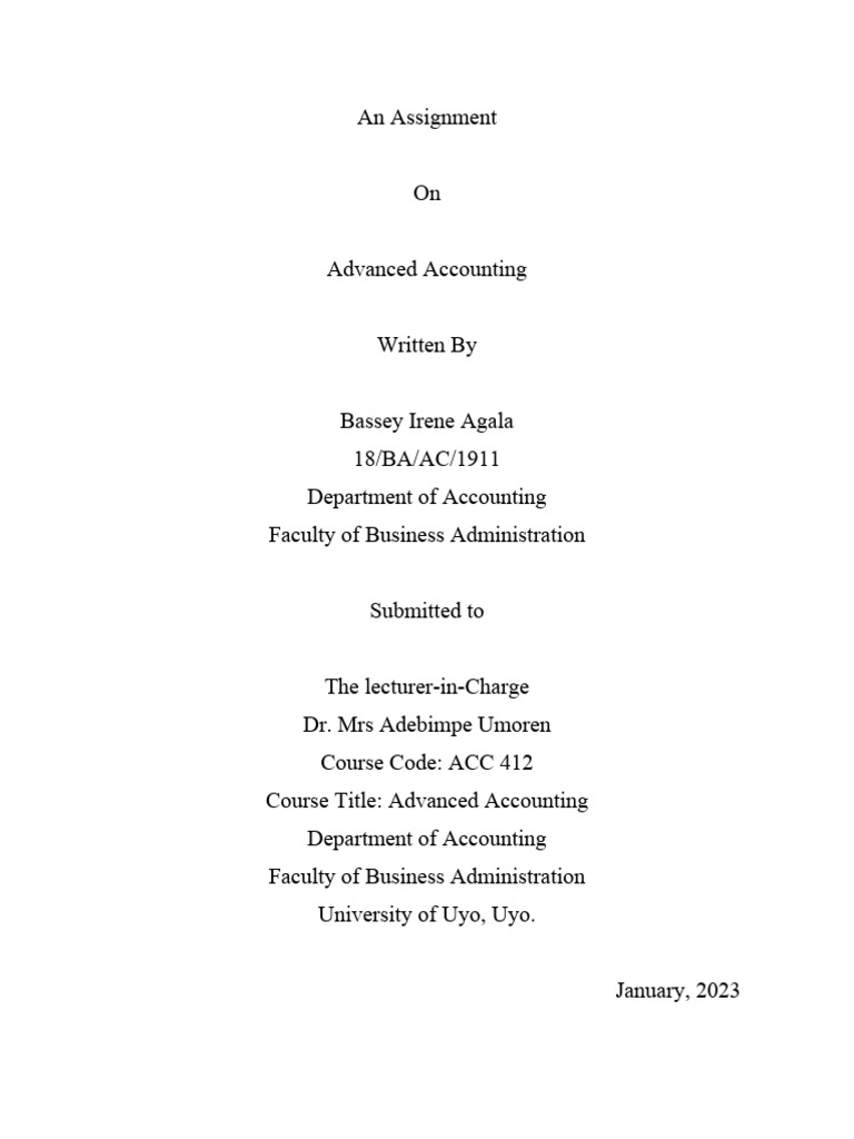 Advanced Accounting Assignment | PDF | International Financial ...