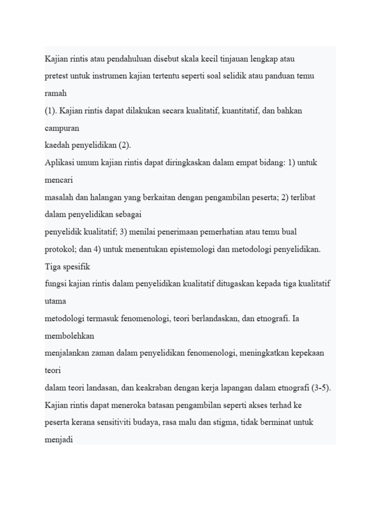 Pentingnya Kajian Rintis dalam Penyelidikan | PDF