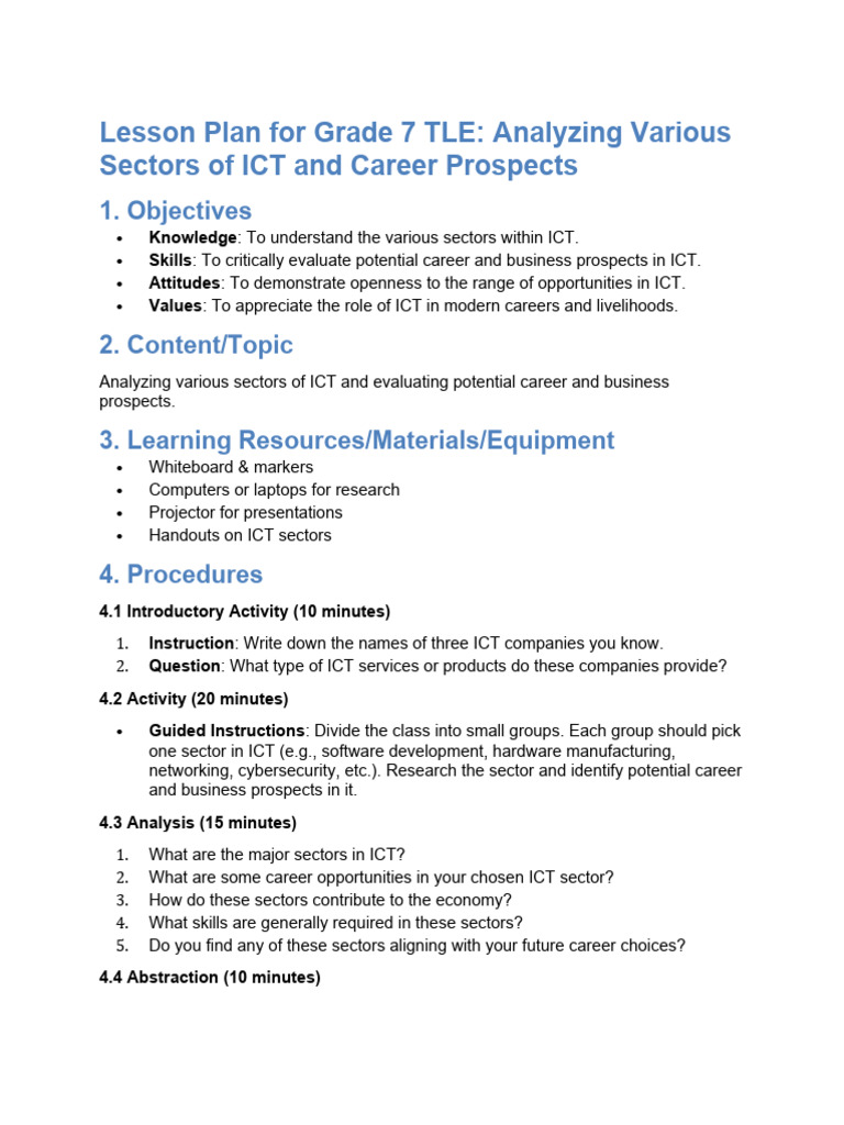 Analyzing Various Sectors of ICT and Evaluating Potential Career and ...