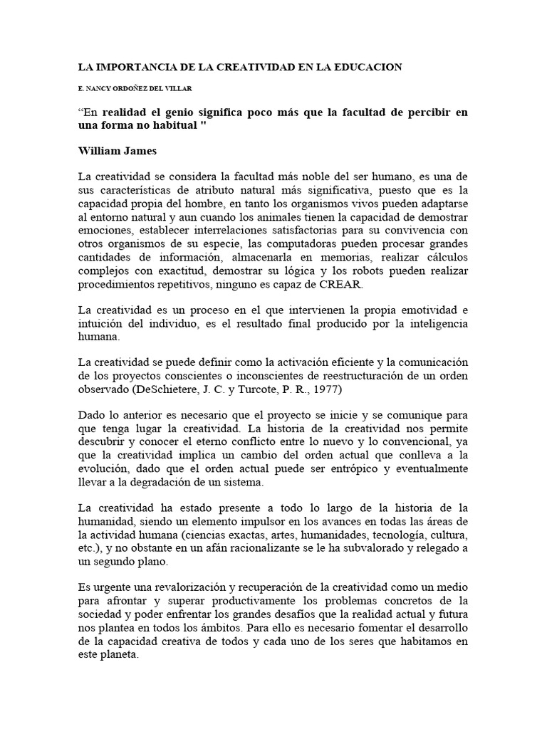 Creatividad en la Educación: Clave para el Aprendizaje | PDF ...