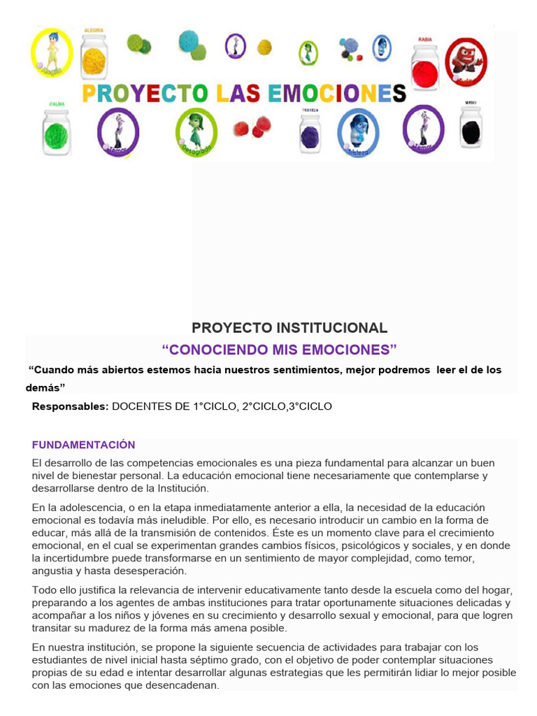 Proyecto 2024 | PDF | Las emociones | Aprendizaje