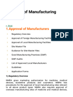 Approval of Manufacturing Sites