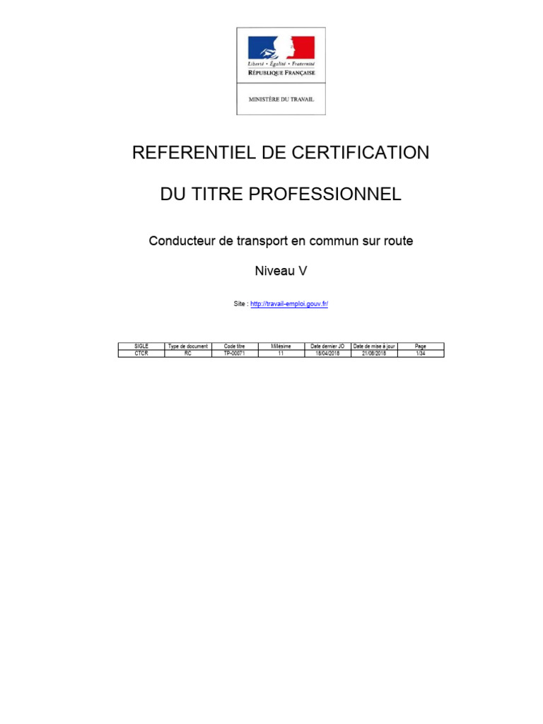 Référentiel CTCR Conducteur Transport | PDF | Transport | Conduite ...