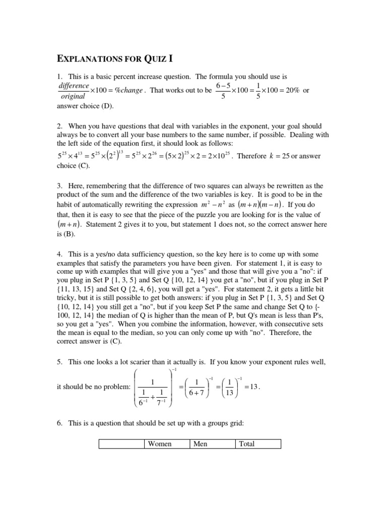 Hard Math #1 Explanations | PDF