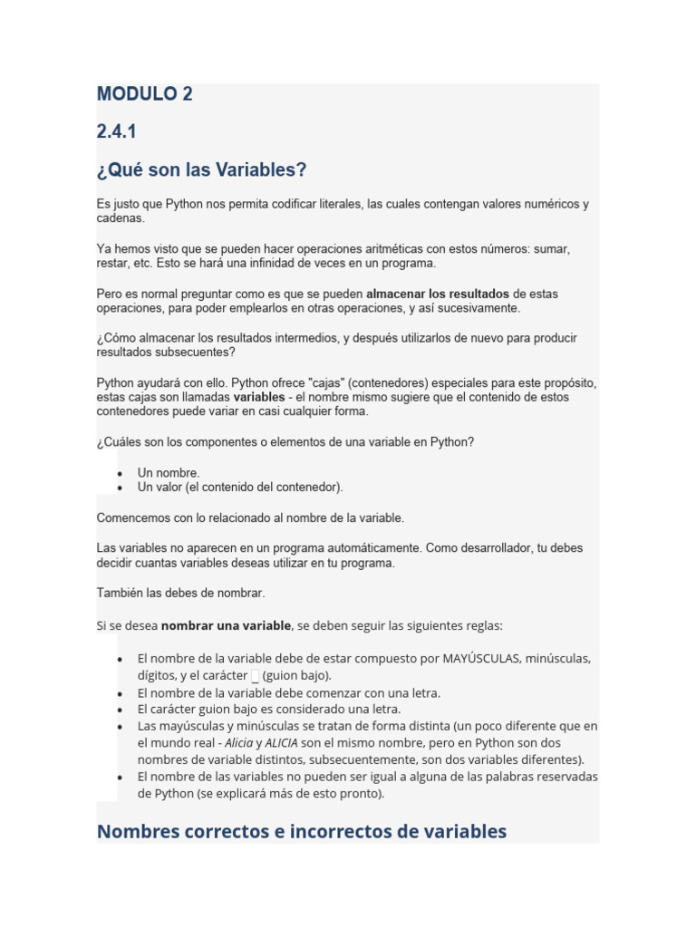 Variables en Python: Guía Completa | PDF | Python (lenguaje de ...