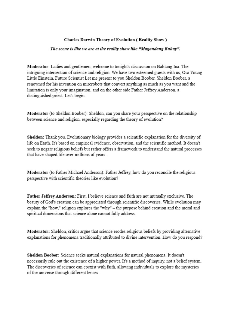 Charles darwin theory of evolution script pdf creationism science